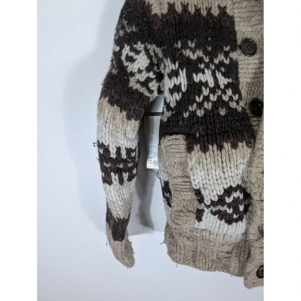 Ezra Fitch Women's Small Abercrombie Hand Knit Wool Fair Isle Cardigan Brown - Picture 4 of 11